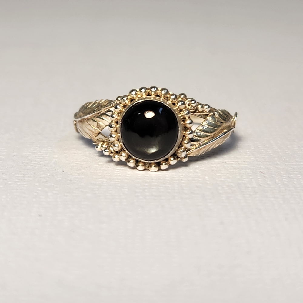 Semi VTG Natural Black Star Diopside 925 Scroll Filigree Ring Sz 6 - Picture 8 of 11